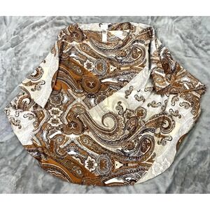 Chico's Women's Poncho Top Blouse Tunic Ruana Sz‎ Small Beige Bronze Paisley